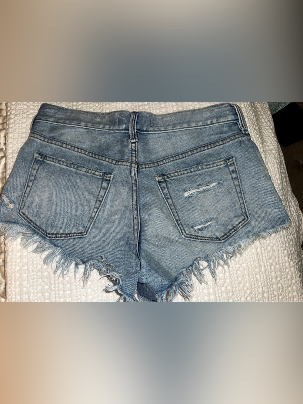 Like New Free People Denim Jean Shorts Womens Size 24 Cut Off Shortie Button Fly - Picture 4 of 6